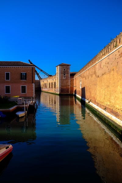 Buildings near the water
